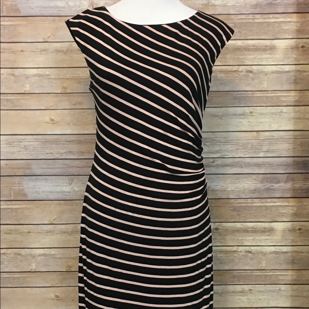 Loft Cap Sleeve Sheath Dress - Black/Nude